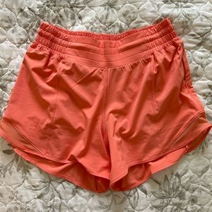 Lululemon hottie hot high rise 4 inch short sunny coral size 6